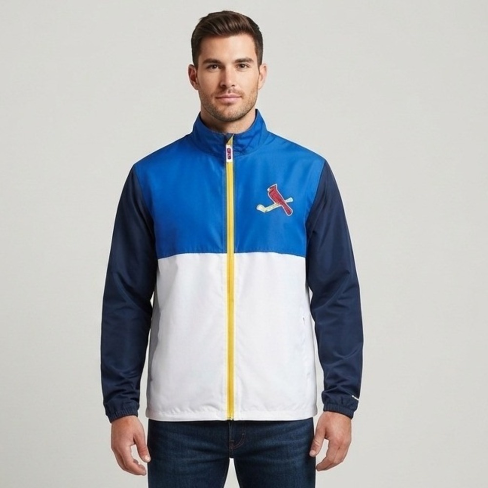 St Louis Cardinals Majestic XL Royal Blue White Windbreaker Jacket Baseball